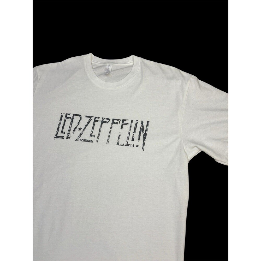 Led Zeppelin Graphic T-Shirt White Classic Rock Band Tee Mens Size Small